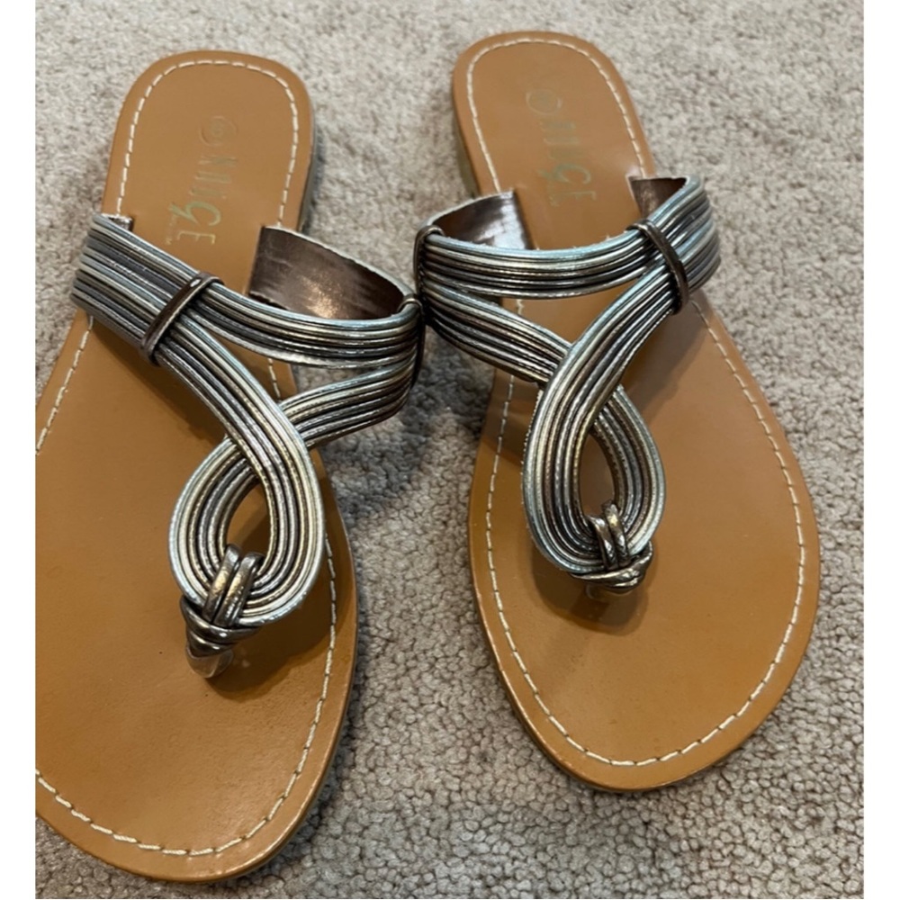 flat metallic sandals